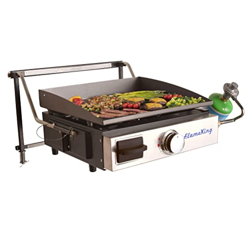 Flame King Flat Top Portable Propane Cast Iron Grill Griddle Tabletop,...
