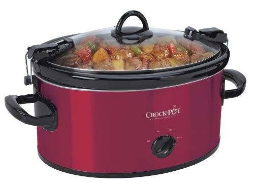 Crock-Pot 6-Quart Cook & Carry Oval Manual Portable Slow Cooker, Red -...