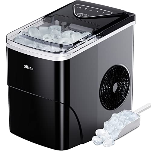 Silonn Ice Maker Countertop, 9 Cubes Ready in 6 Mins, 26lbs in 24Hrs,...