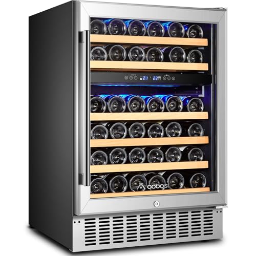 AAOBOSI 【Upgraded】 24 Inch Dual Zone Wine Cooler 46 Bottle...
