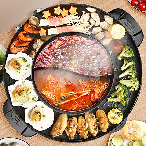 Hot Pot with Grill, 2000W 2 in 1 Electric Hot Pot Grill Cooker with...