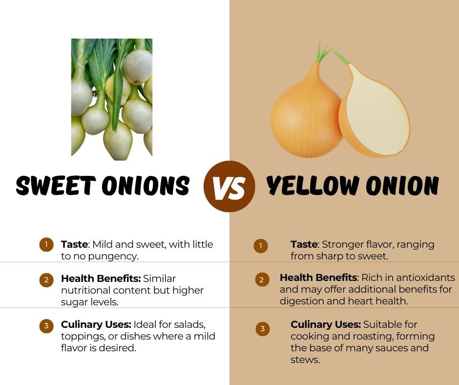 Difference And Comparison Between Sweet vs Yellow Onions